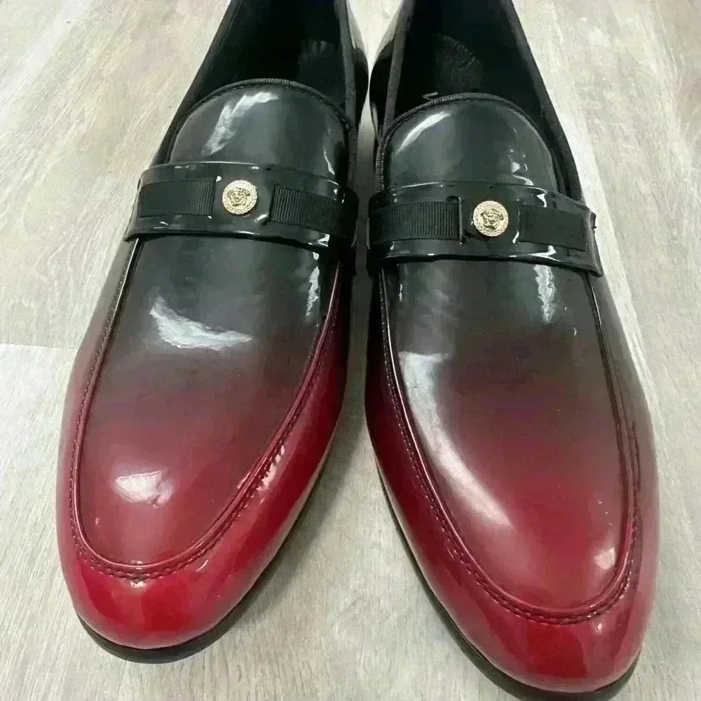 Versace Men's‎ Patent Leather Ombre Loafers Dress Shoes Made in Italy Size 44